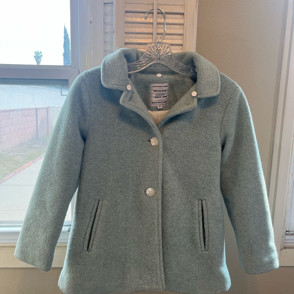 Solocote Girl’s Soft Green Classic Jacket Coat Lovely Size 10 Brand New